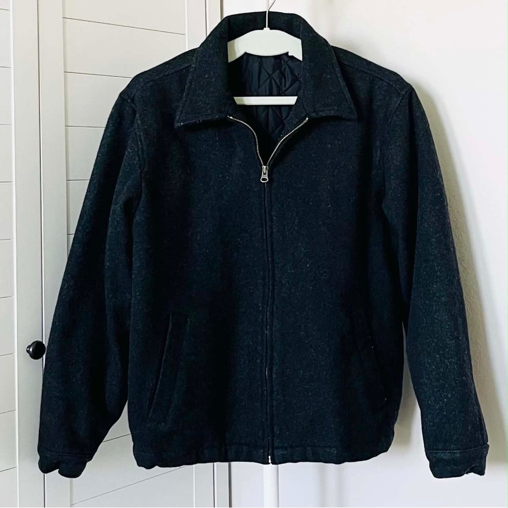 Old Navy Black Zip-Front Wool Jacket